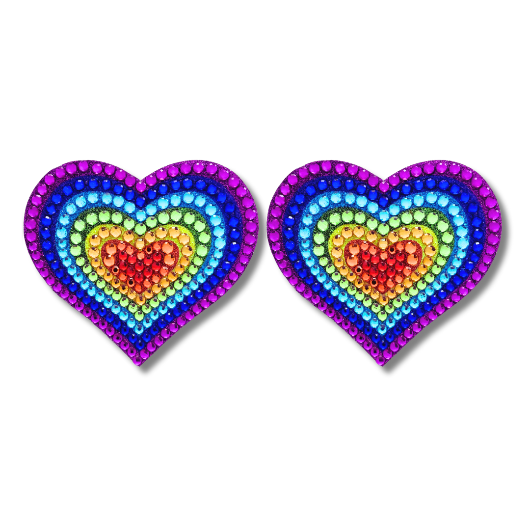 SASHAY Pride Hearts Gem Nipple Pasties, Covers