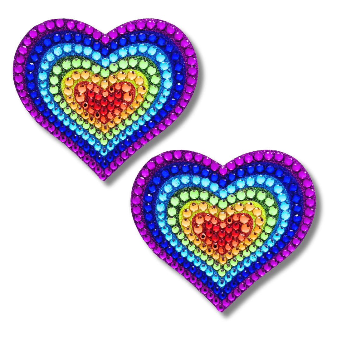 SASHAY Pride Hearts Gem Nipple Pasties, Covers