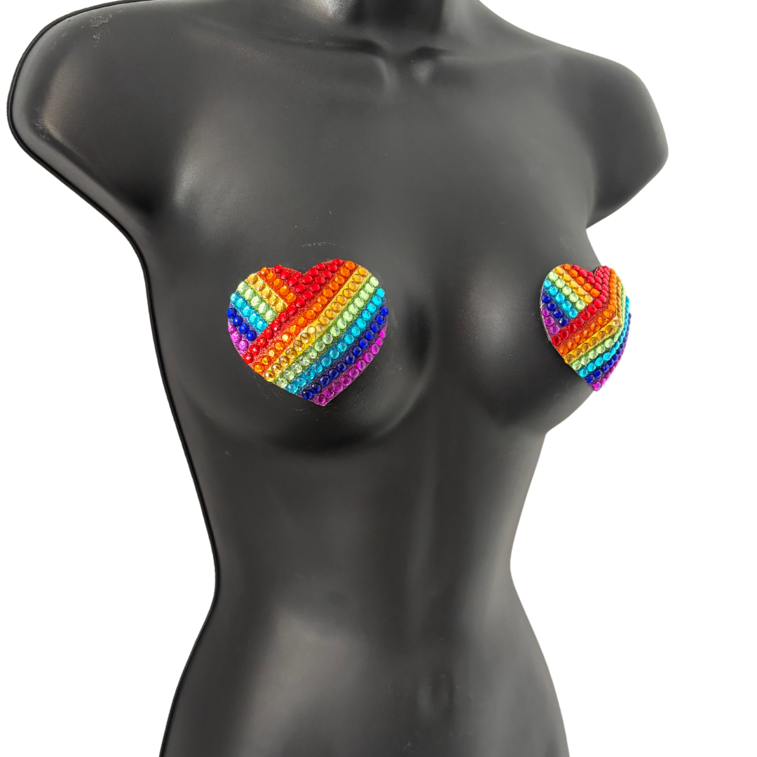 LOVE SENSATION Pride Flag Rainbow Heart Dirty Martini x Appeeling Nipple Pasties (2 pcs)