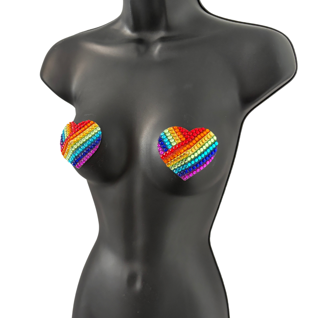 LOVE SENSATION Pride Flag Rainbow Heart Dirty Martini x Appeeling Nipple Pasties (2 pcs)
