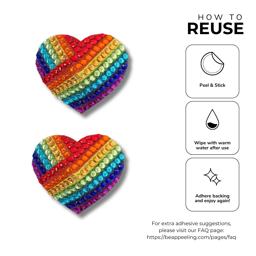 LOVE SENSATION Pride Flag Rainbow Heart Dirty Martini x Appeeling Nipple Pasties (2 pcs)
