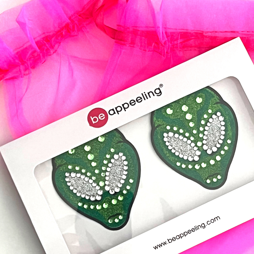 ALIEN SUPERNOVA Green Glitter & Gem Alien Pezón Pasties, Cubiertas (2 piezas) para Burlesque, Rave Carnival Halloween y festivales