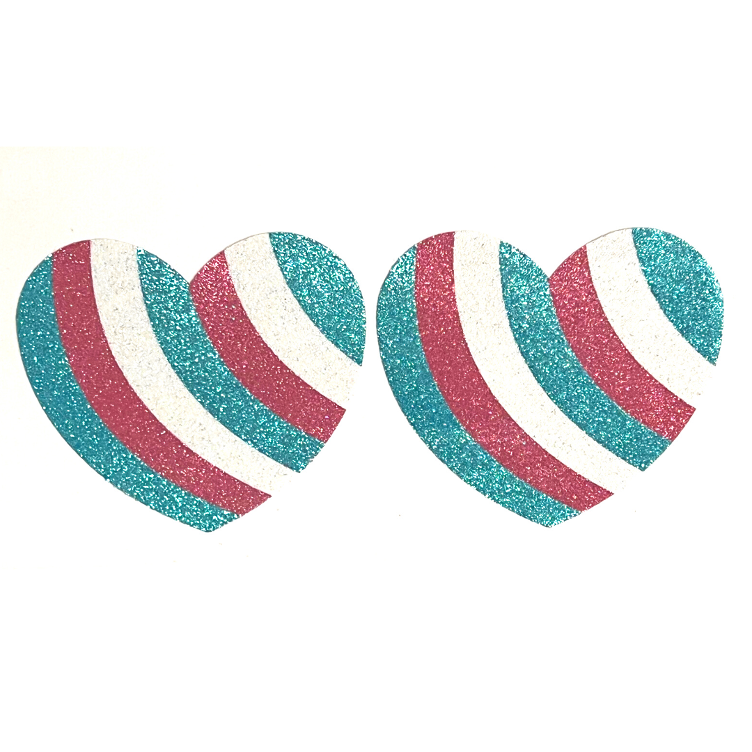 PRIDE BUNDLE - Trans Flag Glitter and Gem Heart and Star Nipple Pasties, Covers (2pairs/4pcs) pour les festivals Rave Burlesque Lingerie Pride - VENTE