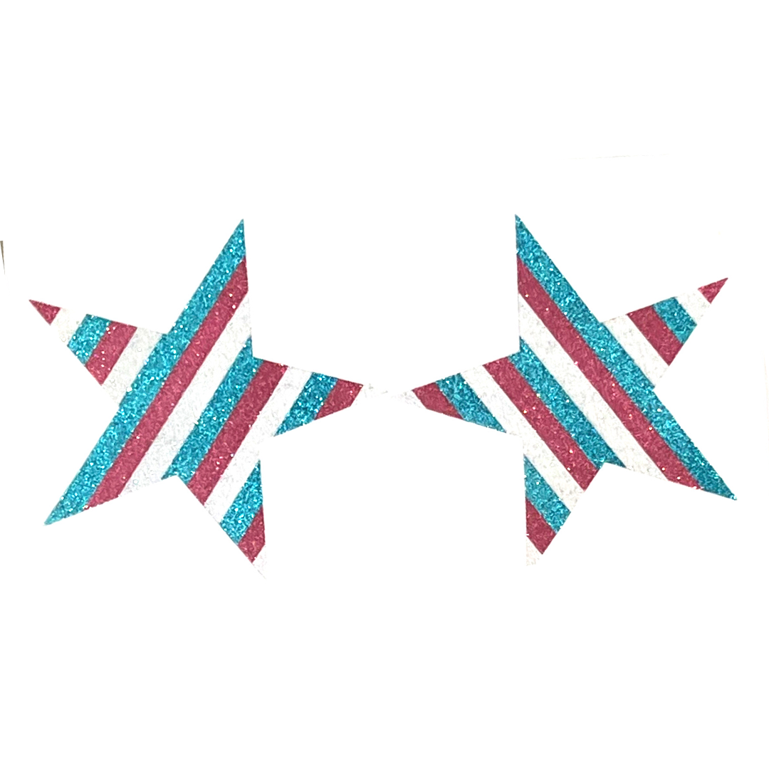 PRIDE BUNDLE - Trans Flag Glitter and Gem Heart and Star Nipple Pasties, Covers (2pairs/4pcs) pour les festivals Rave Burlesque Lingerie Pride - VENTE