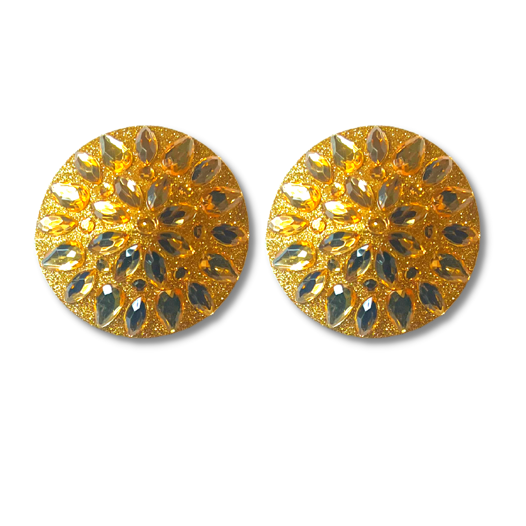 GIGI ROYALE Glitter & Crystal Intricate Nipple Pasties, Covers - 5 Colours available - (2pcs) with Removable Tassels for Burlesque Raves Lingerie Carnival
