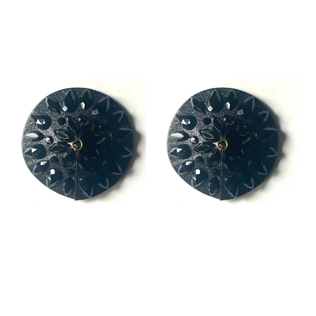 GIGI ROYALE Glitter & Crystal Intricate Nipple Pasties, Covers - 5 Colours available - (2pcs) with Removable Tassels for Burlesque Raves Lingerie Carnival