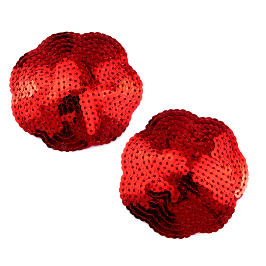 GIGI CHAMPAGNE (prix groupé de 2 paires !) - Pâte à mamelon florale à paillettes rouges et noires, couverture pour Burlesque Lingerie Rave Carnival – VENTE