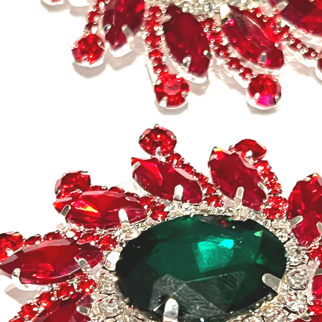 GUI - Ruby Emerald & Rhinestone Nipple Pasties, Covers (2pcs) pour les festivals, Carnival Raves Burlesque Lingerie