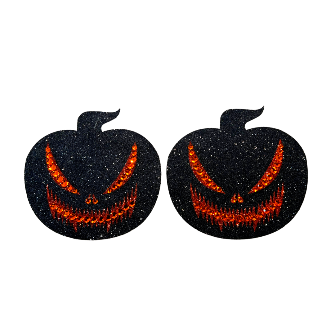 SCARY SPICE Citrouille Glitter & Crystal Complexe Nipple Pasties, Covers (2pcs) pour Burlesque Raves Lingerie Raves et Festivals