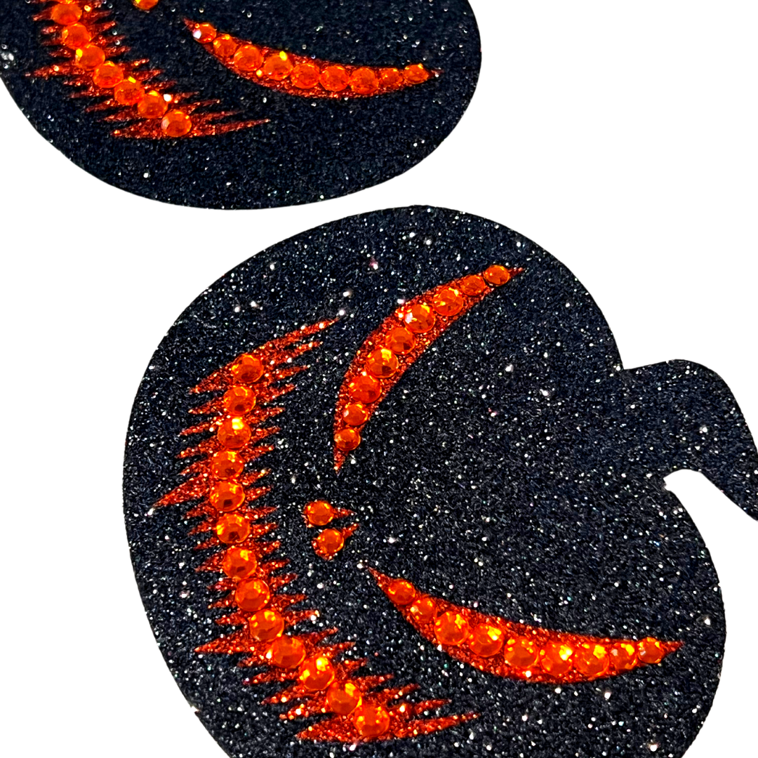 SCARY SPICE Citrouille Glitter & Crystal Complexe Nipple Pasties, Covers (2pcs) pour Burlesque Raves Lingerie Raves et Festivals