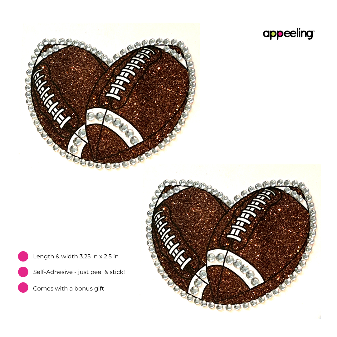 HALFTIME SHOW Football Glitter & Gem Nipple Pasty, Couvre-tétons (2pcs) pour les festivals de lingerie Carnaval Burlesque Rave