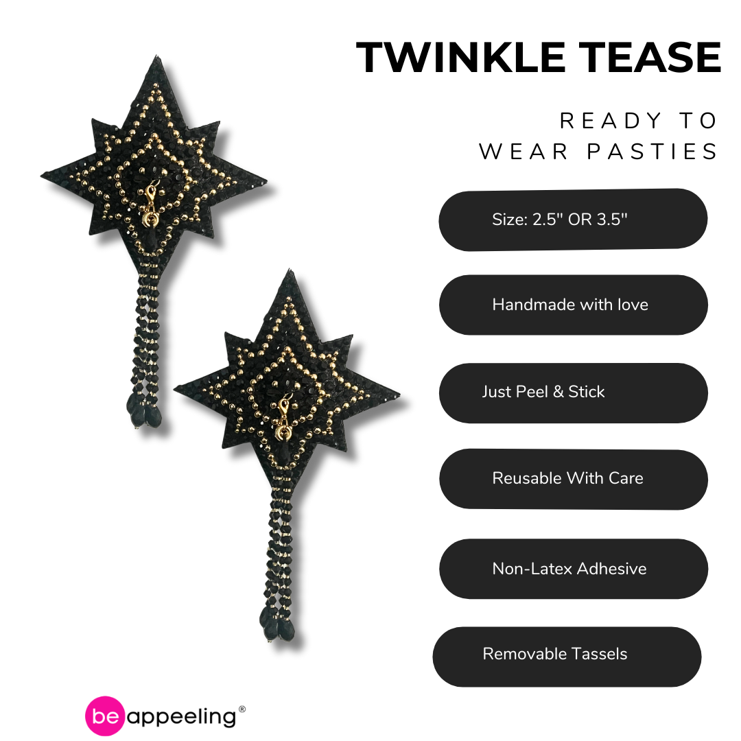 TWINKLE TEASE Dirty Martini x Appeeling Purple Glitter & Gem STAR Pasties with removable tassels (2pcs) (Copy)