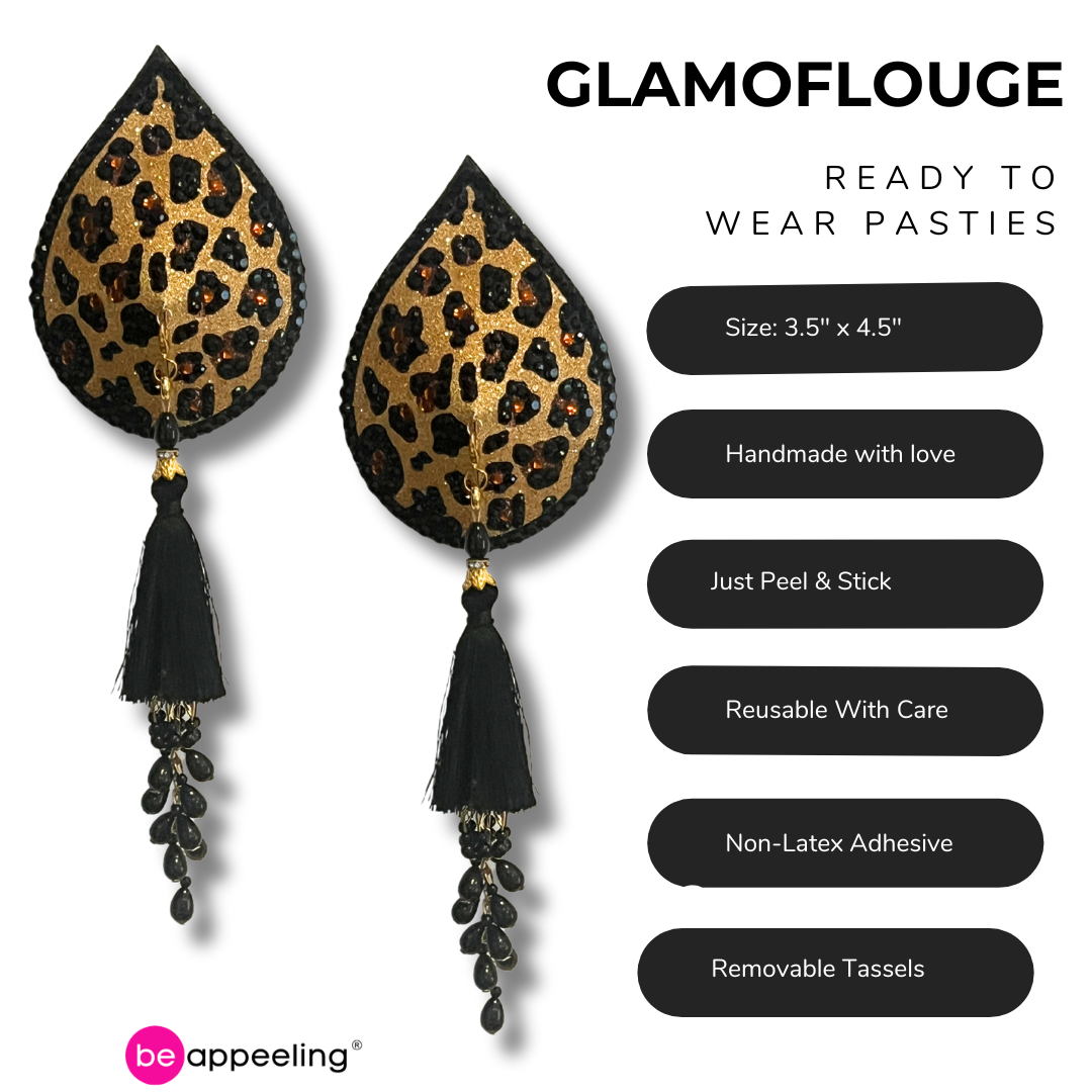 GLAMOFLOUGE Dirty Martini x Appeeling LEOPARD PRINT Pasties with removable tassels (2pcs)