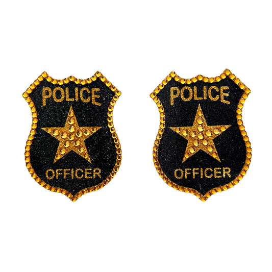 ARRESTING DEVELOPMENT Police Officer Badge Glitter and Gem NipplePasties, Covers (2pcs) for Burlesque, Rave Carnival Halloween and Festivals