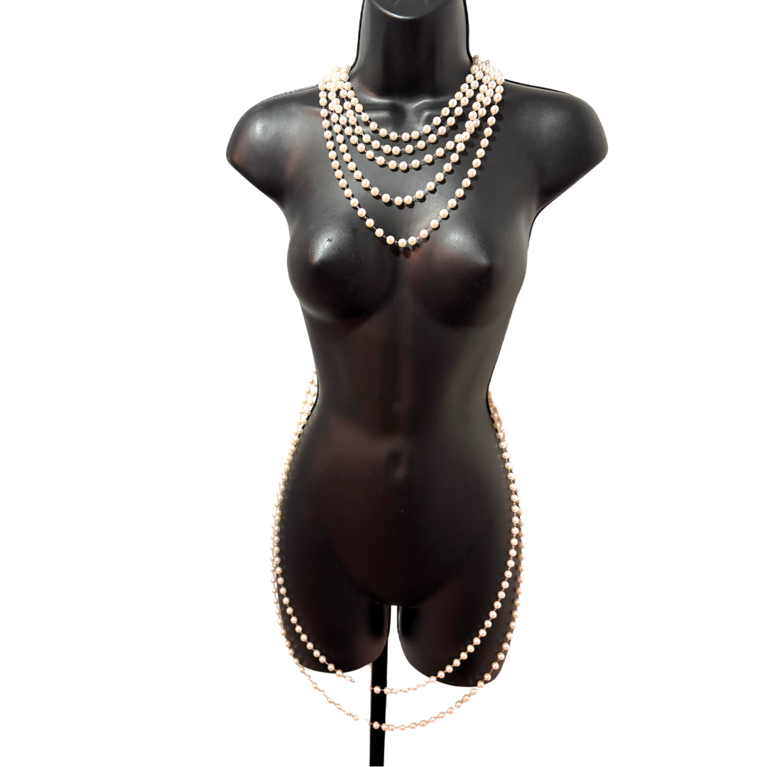 PEARL AFFAIR Handmade Cascading Pearl Body Chain