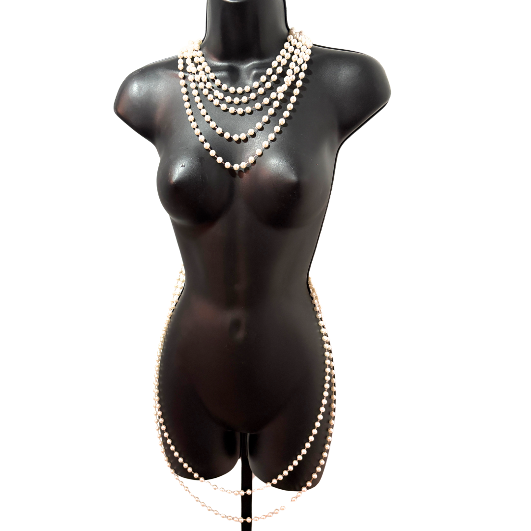 PEARL AFFAIR Handmade Cascading Pearl Body Chain