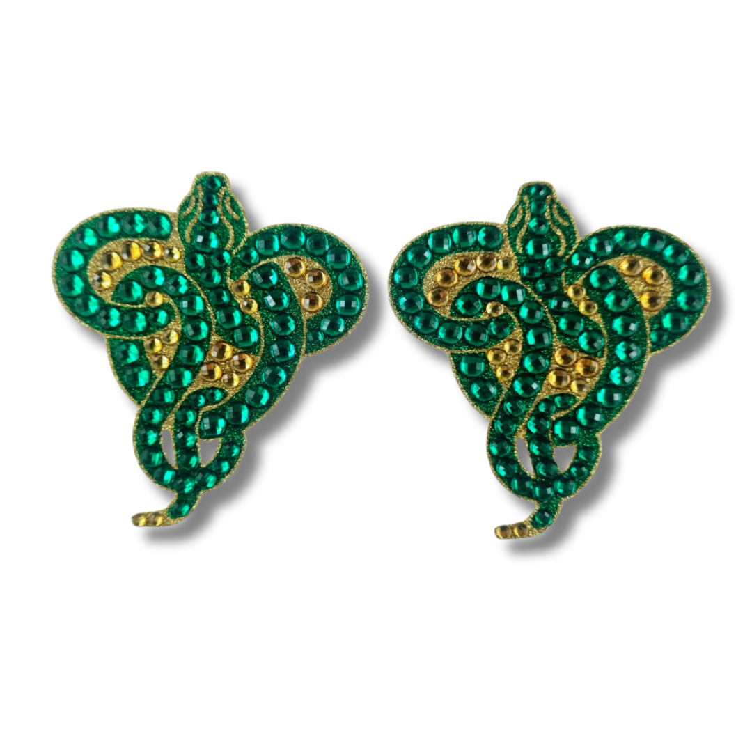 SERPENTINE Snake Nipple Pasties, Covers (2pcs) in Green/Gold or Black/Gold