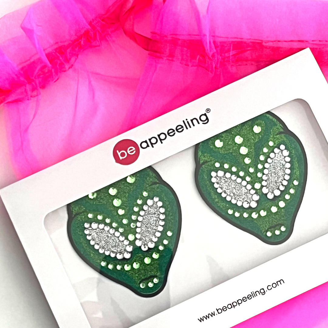 ALIEN SUPERNOVA Green Glitter & Gem Alien Nipple Pasties, Covers (2pcs) for Burlesque, Rave Carnival Halloween and Festivals