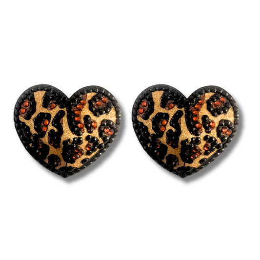 DREA Leopard Print Heart Shape Nipple Pasties, Pasty (2pcs) for Burlesque Lingerie Raves Festivals