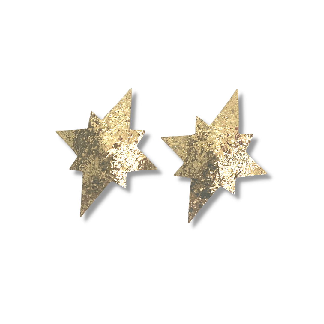 STARLET JONES Gold Glitter Star Nipple Pasties, Covers (2pcs) for Burlesque, Lingerie, Raves, Festivals and Carnival