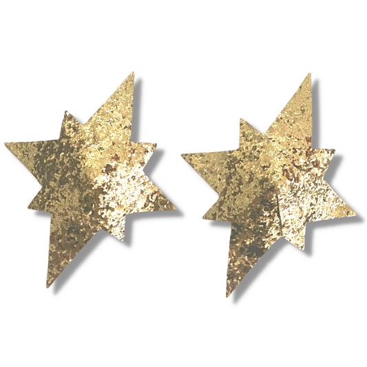 STARLET JONES Gold Glitter Star Nipple Pasties, Covers (2pcs) for Burlesque, Lingerie, Raves, Festivals and Carnival