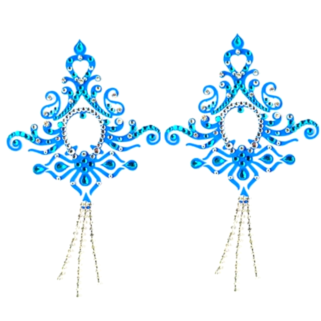 Pasties de pezones intrincados de cristal y diamantes de imitación de jazmín, cubiertas (2 piezas) para lencería y festivales Burlesque Raves