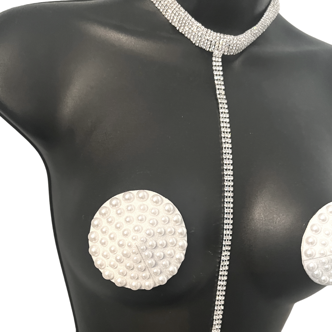 MERINGUE - Pearl Nipple Pasty, Covers (2pcs) for Burlesque Lingerie Raves and Festivals