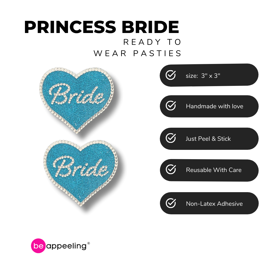 PRINCESS BRIDE Bridal Blue & White Heart Nipple Pasties