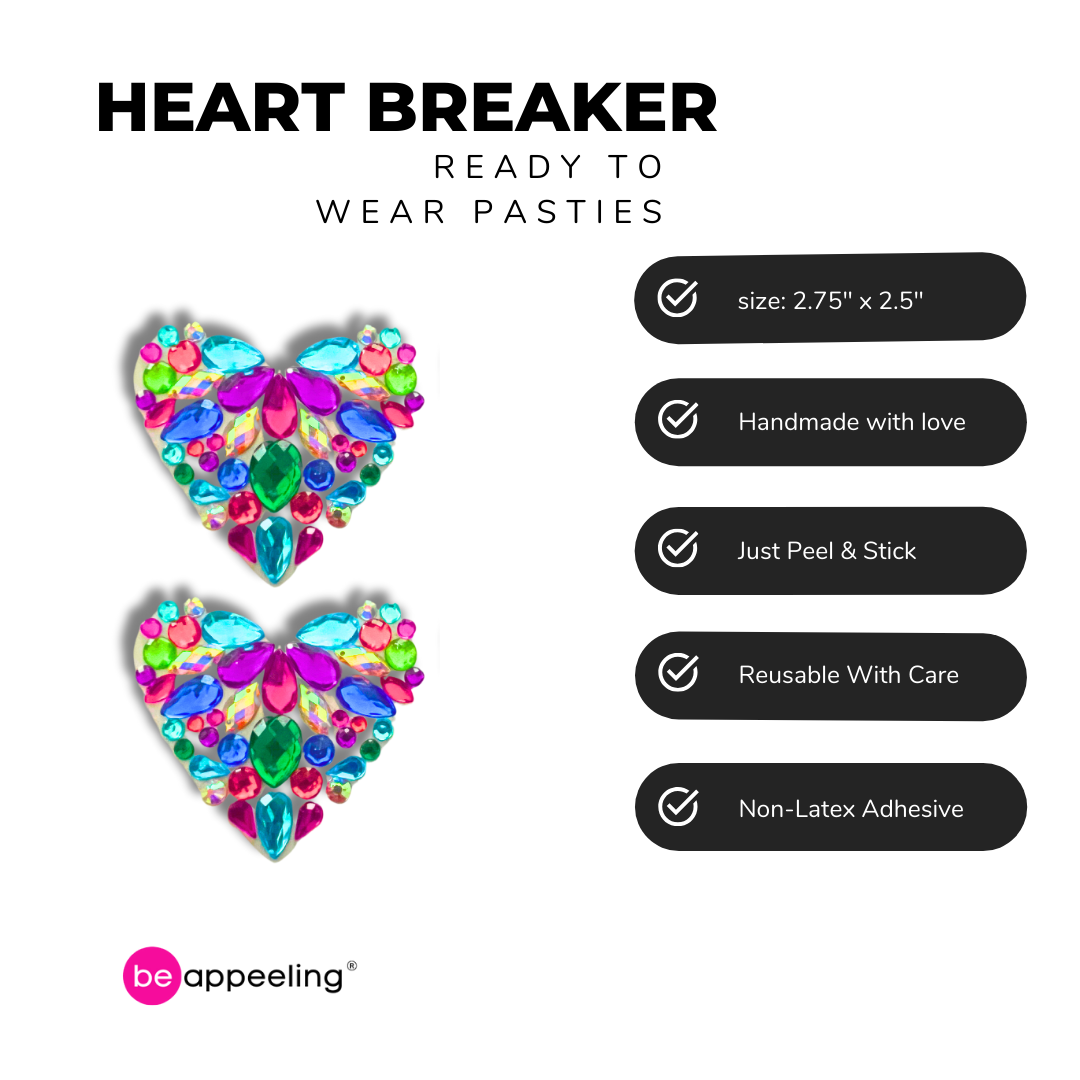 COLOR ME FABULOUS 2 pairs (4 pcs) Heart Pasties, Nipple Covers