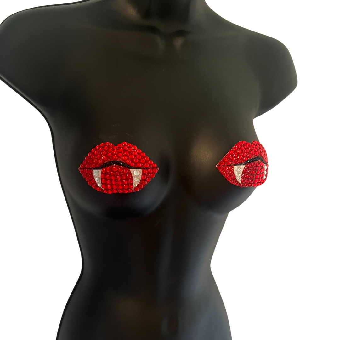 VAMP Formed Lips with Fangs Nipple Pasties, Covers (2pcs)