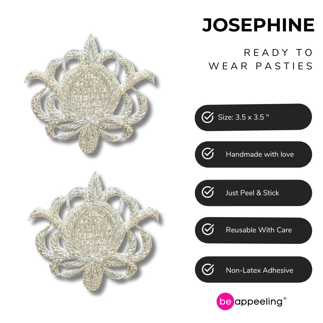 JOSEPHINE Black - Beaded and Embroidered Intricate Nipple Pasties Covers (2pcs)