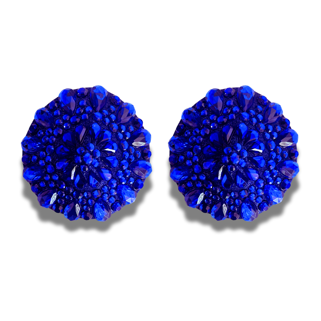 SAPHIRA Royal Blue Glitter, Gem Circle Pasties Nipple Covers (2pcs)