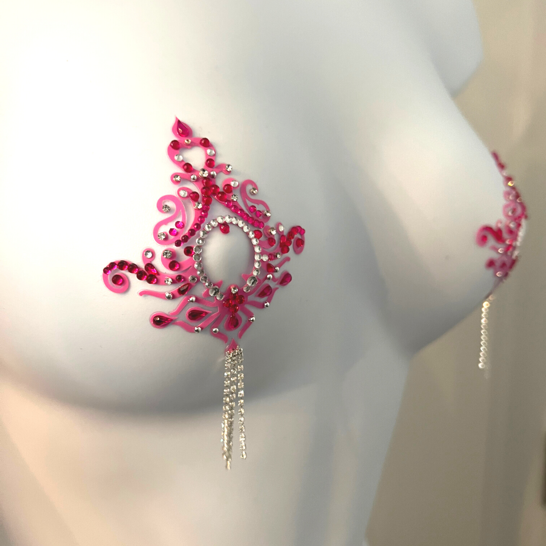 Jasmine Rhinestone & Crystal Intricate Nipple Pasties, Covers (2pcs) for Burlesque Raves Lingerie and Festivals