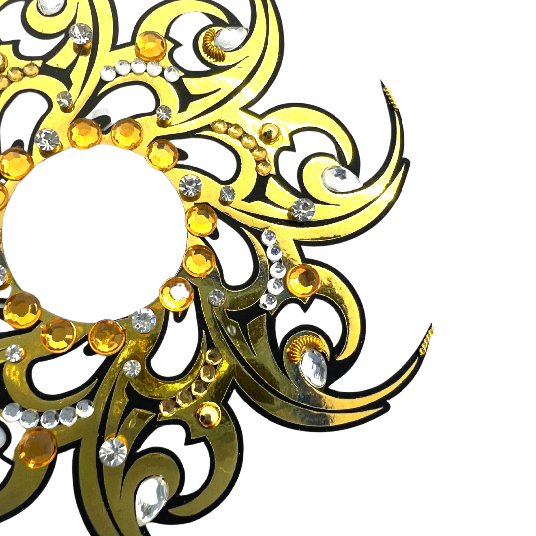 GOLD MINE - Glitter Gold Swirl Nipple Pasties (2 pcs) Covers for Festivals, Carnival, Raves Burlesque Lingerie