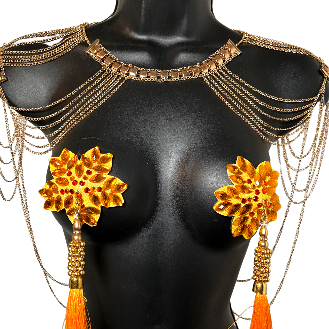 GOLDEN COLLAR Gold Chain Collar / Body Jewelry for Lingerie Rave Burlesque Festivals