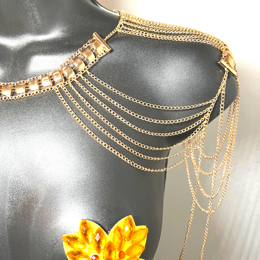 GOLDEN COLLAR Gold Chain Collar / Body Jewelry for Lingerie Rave Burlesque Festivals