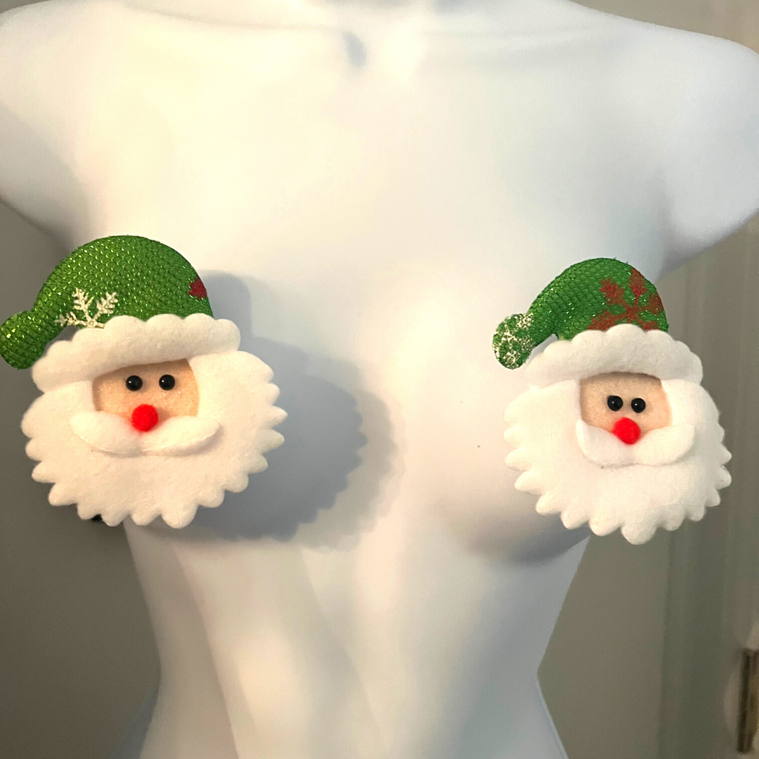 ELFIE Santa Pezones Pasties 2uds, Fundas para Festivales, Carnaval Raves Lencería Burlesca y Navidad