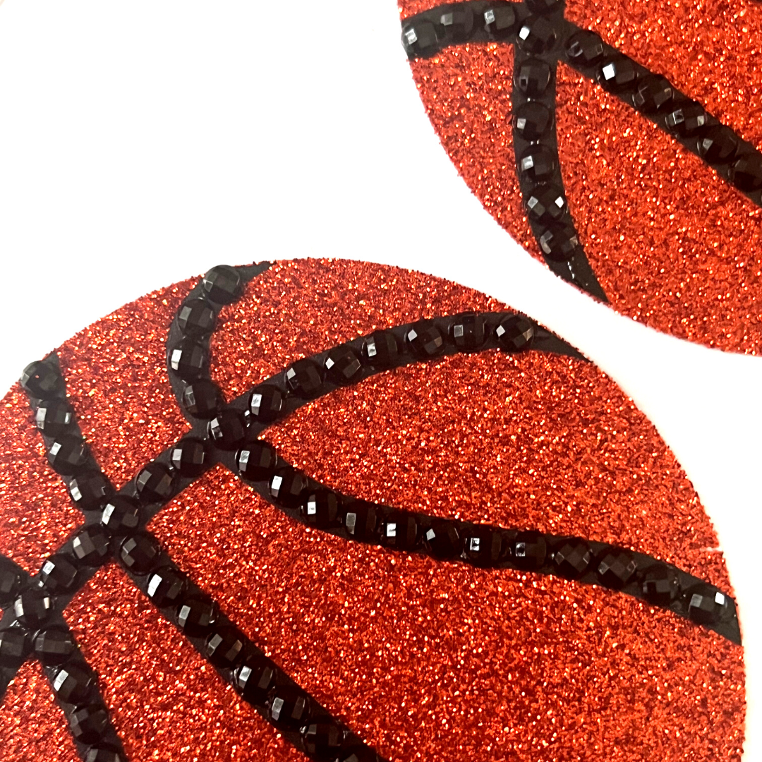 SPORTY SPICE Basketball Design Nipple Pasties, Covers (2pcs) for Burlesque, Rave Lingerie and Festivals