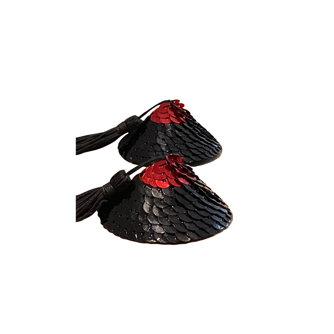 Bullseye Betty Black & Red Sequin Pasties, Nipple Covers with Tassels for  Lingerie, Burlesque, Festivals