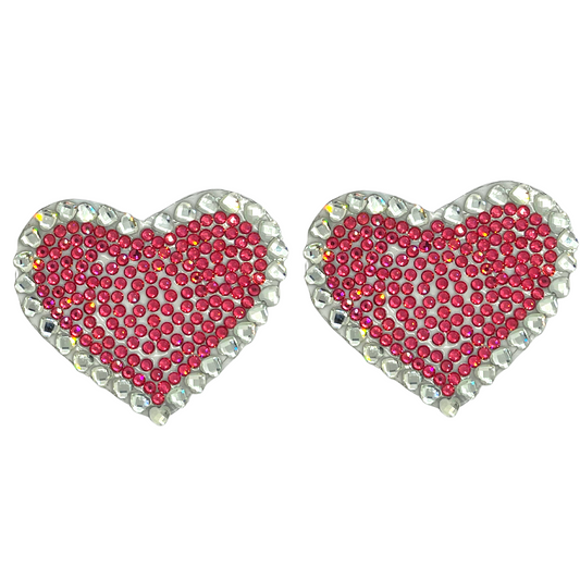 Appelant 'Pink Sugar' Heart Pink Crystal Nipple Pasties, couvertures pour les raves de lingerie burlesque