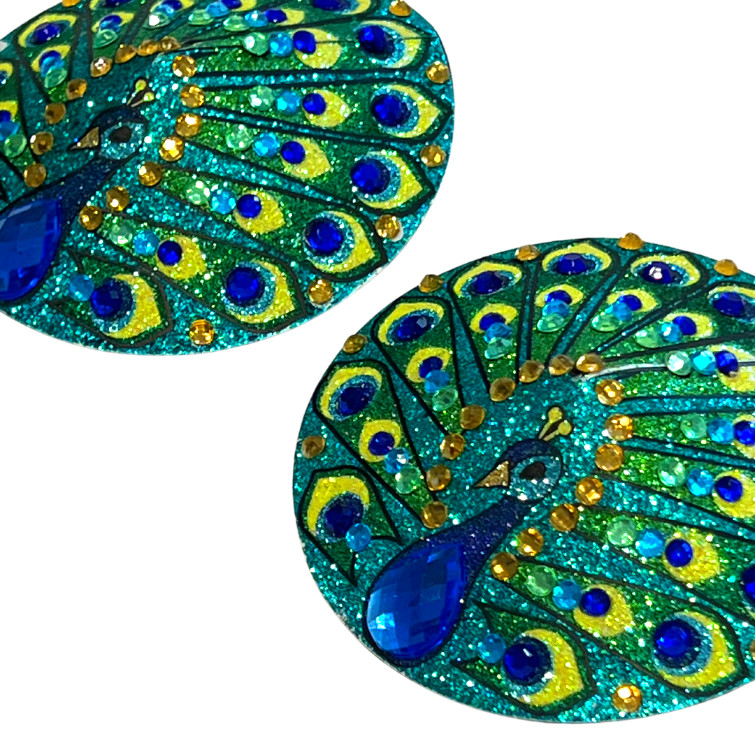 PROUD MARY Glitter and Gem Peacock Nipple Pasty, Couverture pour les festivals de lingerie Carnaval Burlesque Rave