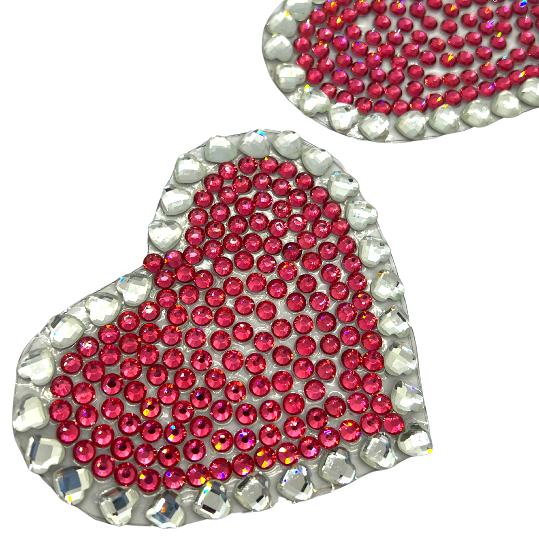 Appeeling ‘Pink Sugar’ Heart Pink Crystal Nipple Pasties, Covers for Burlesque Lingerie Raves
