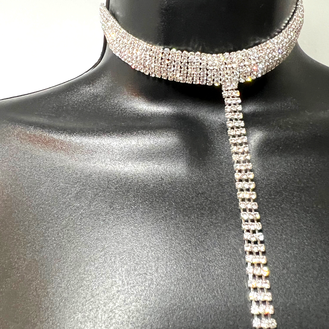 RIVER OF STRASS Chaînes de corps en argent et strass / Bijoux de corps pour les festivals de lingerie Rave Burlesque