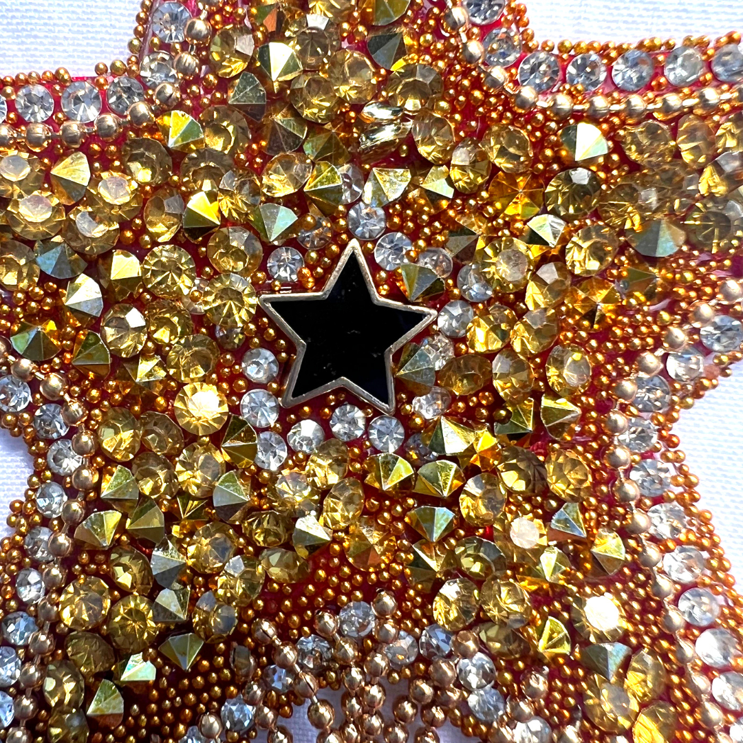 ZIGGY Gold Star Nipple Pasty, avec pompon perlé doré Nipple Cover pour les festivals de lingerie Carnival Burlesque Rave