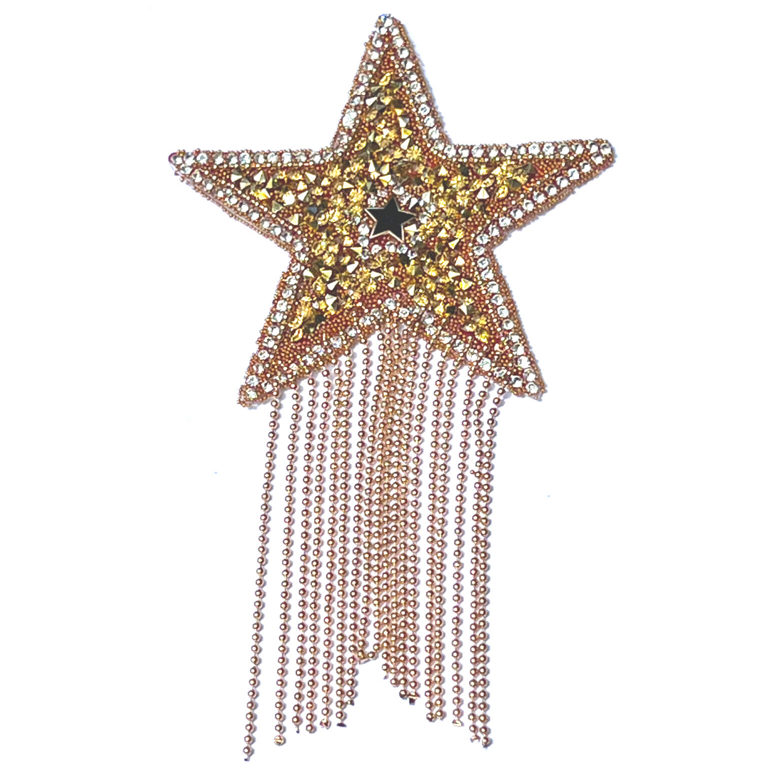 ZIGGY Gold Star Nipple Pasty, con borla de cuentas doradas, cubierta para pezones para festivales de lencería, Carnaval, Burlesque Rave