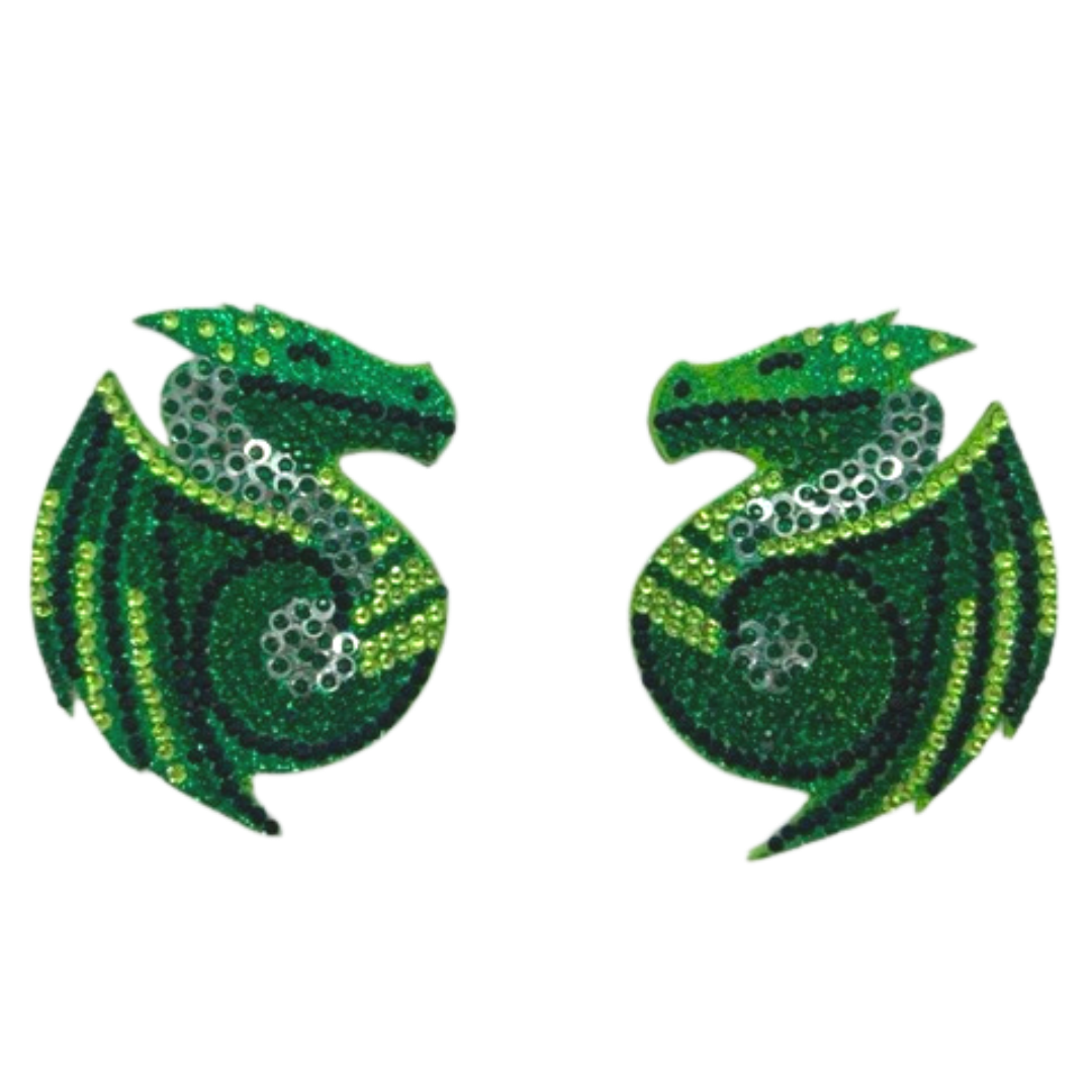 DROGON Dragon Lentejuelas Pezones, Fundas (2 Piezas) Verde o Púrpura para Festivales Burlescos Halloween y Lencería