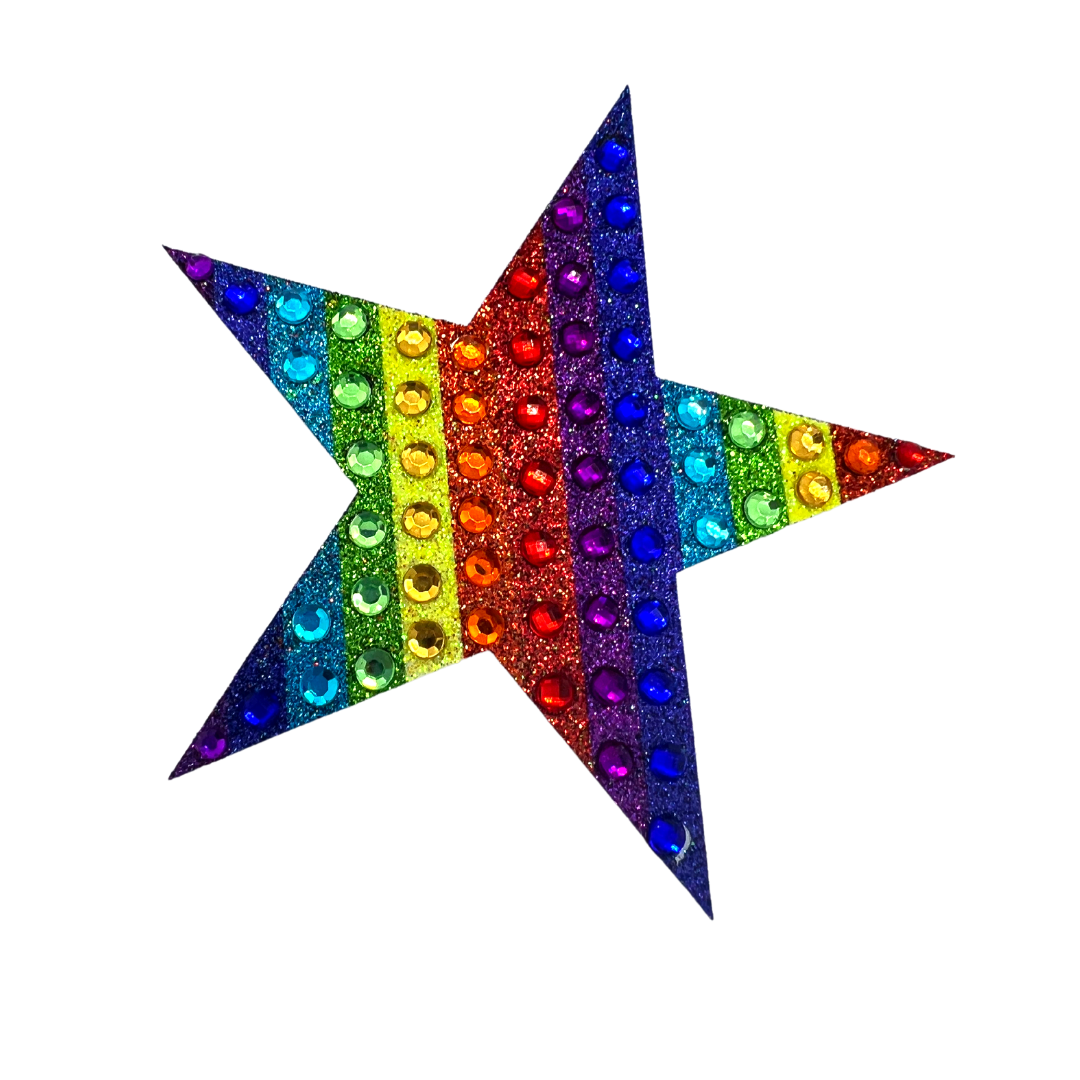 Superstar - Glitter Star Pride Nipple Pasties, Couvertures pour Festivals Rave Burlesque Lingerie