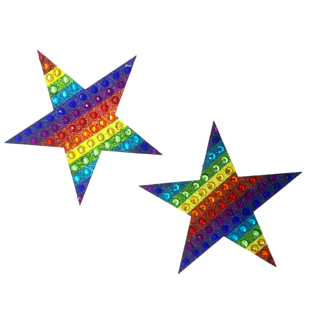 Superstar - Glitter Star Pride Nipple Pasties, Couvertures pour Festivals Rave Burlesque Lingerie