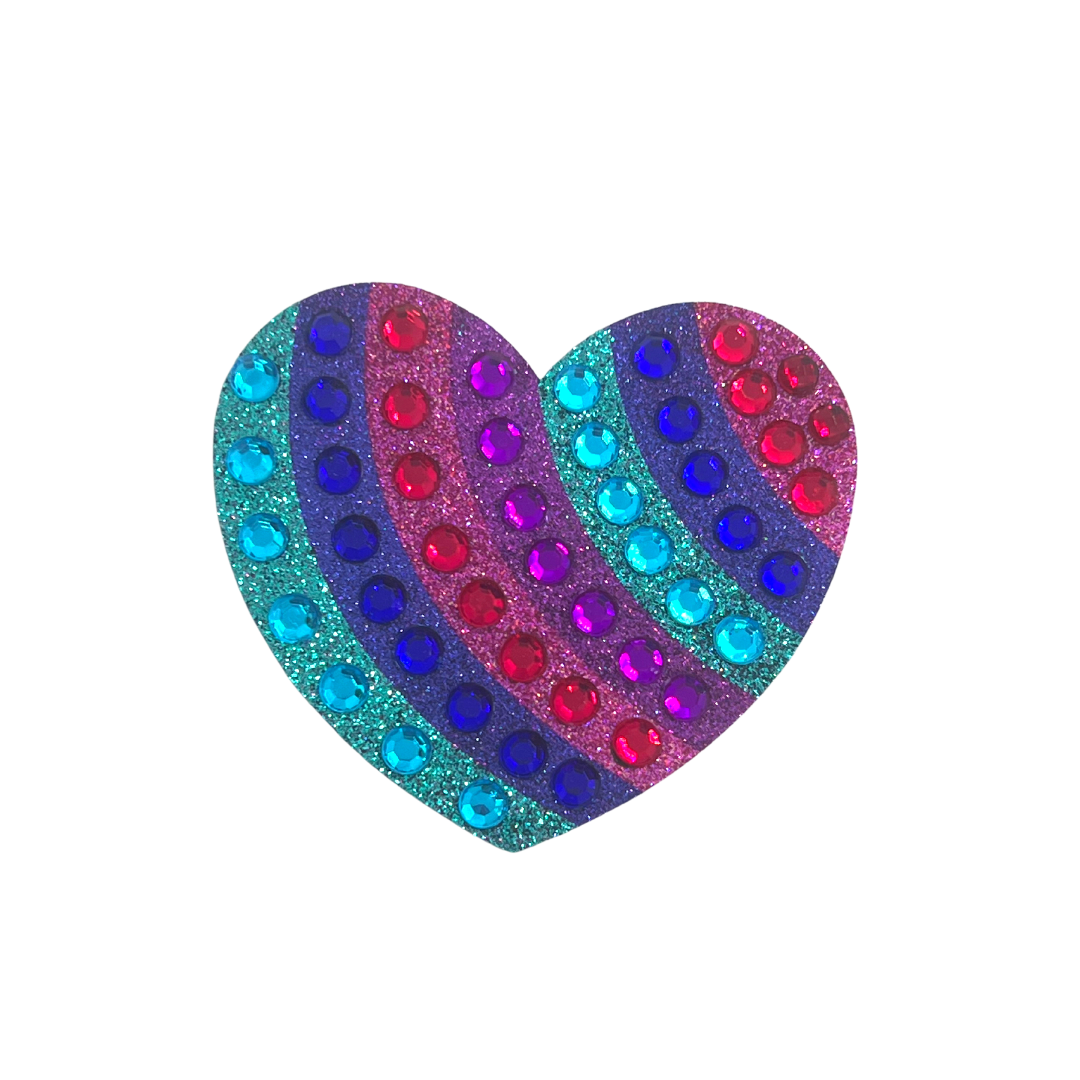 BILLIE - Glitter Heart Pride Nipple Pasties, Couvertures pour festivals, Raves Burlesque Lingerie