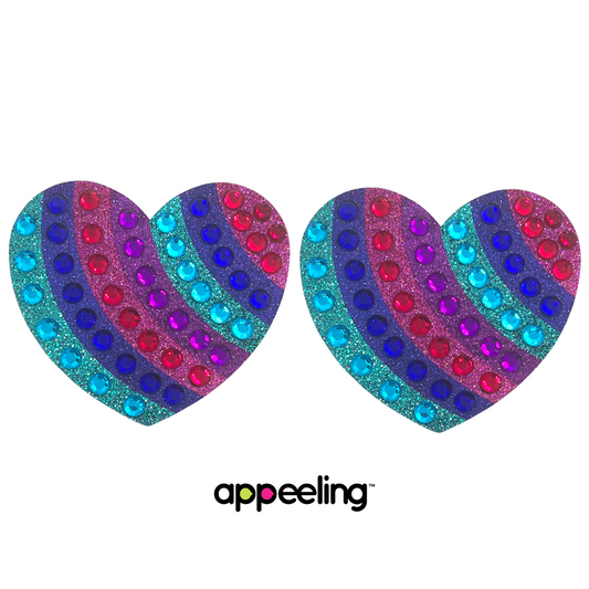 BILLIE - Glitter Heart Pride Nipple Pasties, Couvertures pour festivals, Raves Burlesque Lingerie